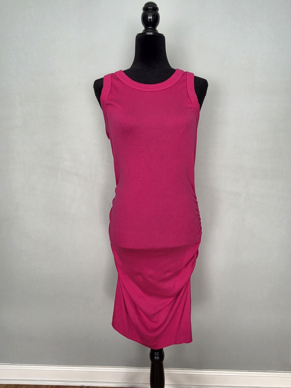 Michael Stars Sleeveless Hot Pink Ribbed Bodycon Dress